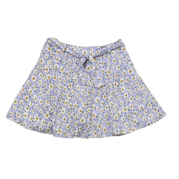 Zara Other - Zara Kids Size 9 Floral Purple and Daisy Flare Skirt Faux Tie Belt Easter Spring
